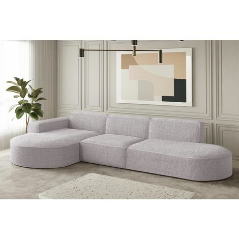 Ecksofa Designersofa PALMA in Stoff Ascot Rose Ottomane Links