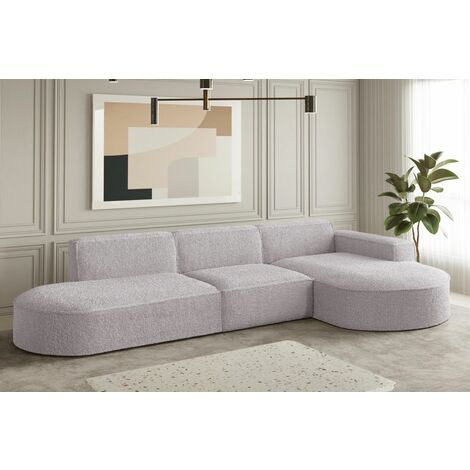 Ecksofa Designersofa PALMA in Stoff Ascot Rose Ottomane Rechts