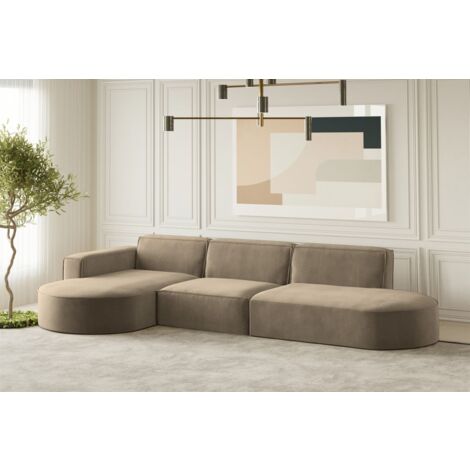 Ecksofa Designersofa PALMA in Stoff Noel Braun Ottomane Links