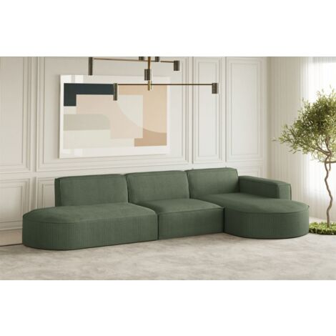 Ecksofa Designersofa PALMA in Stoff Scala Forest Ottomane Rechts