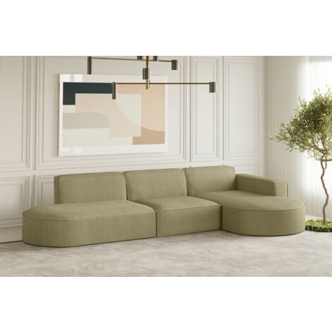 Ecksofa Designersofa PALMA in Stoff Scala Kiwi Ottomane Rechts