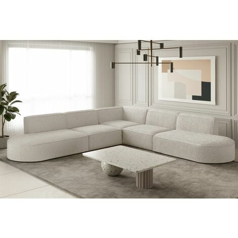 Ecksofa Designersofa PALMA Stoff Ascot Beige Universal