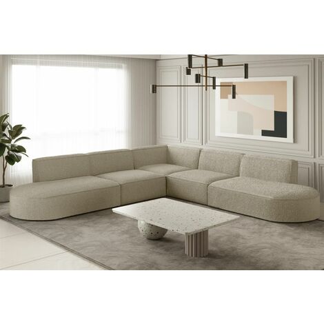 Ecksofa Designersofa PALMA Stoff Ascot Champagne Universal