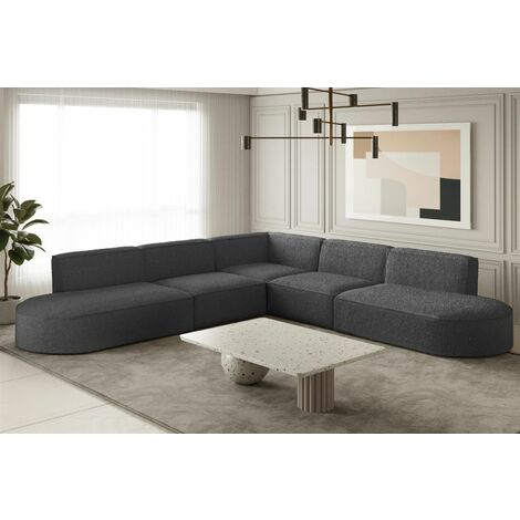 Ecksofa Designersofa PALMA Stoff Ascot Graphitgrau Universal