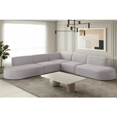 Ecksofa Designersofa PALMA Stoff Ascot Rose Seite Universal