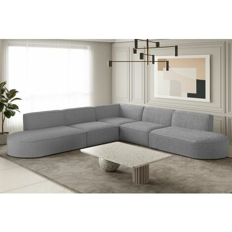 Ecksofa Designersofa PALMA Stoff Ascot Taupe Seite Universal