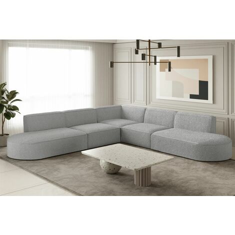 Ecksofa Designersofa PALMA Stoff Ascot Toffee Seite Universal