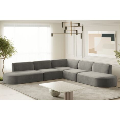 Ecksofa Designersofa PALMA Stoff Noel Grau Seite Universal