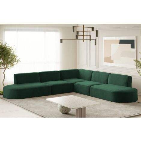 Ecksofa Designersofa PALMA Stoff Noel Grün Seite Universal