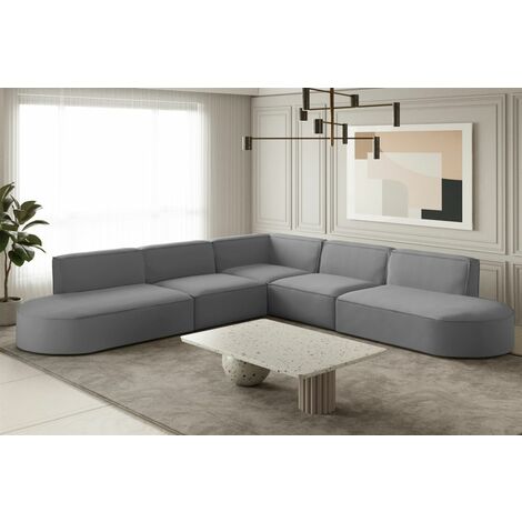 Ecksofa Designersofa PALMA Stoff Opera Velvet Grau Seite Universal