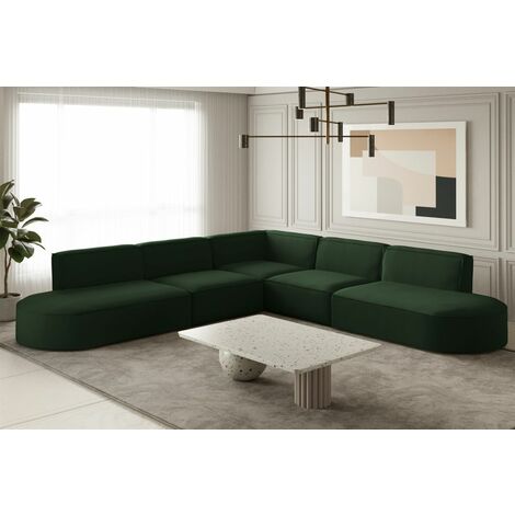 Ecksofa Designersofa PALMA Stoff Opera Velvet Grün Seite Universal