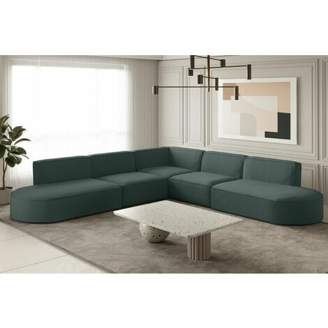 Ecksofa Designersofa PALMA Stoff Opera Velvet Opalgrün Seite Universal