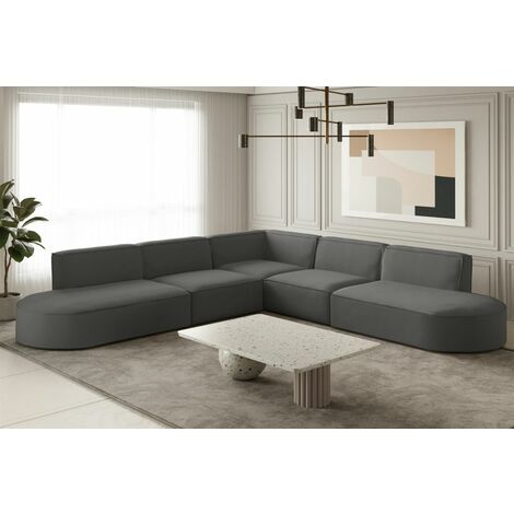 Ecksofa Designersofa PALMA Stoff Opera Velvet Steel Seite Universal