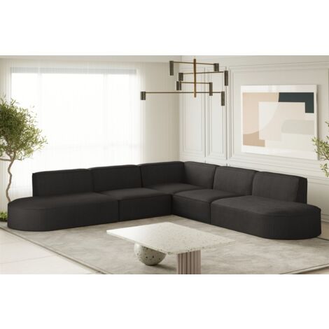 Ecksofa Designersofa PALMA Stoff Scala Anthrazit Seite Universal