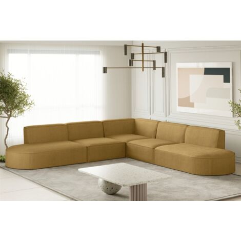 Ecksofa Designersofa PALMA Stoff Scala Senfgelb Seite Universal