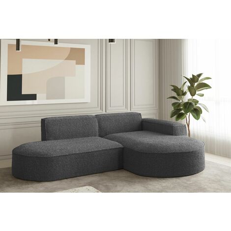 Ecksofa Designersofa PALMA XS in Stoff Ascot Graphitgrau Ottomane Rechts