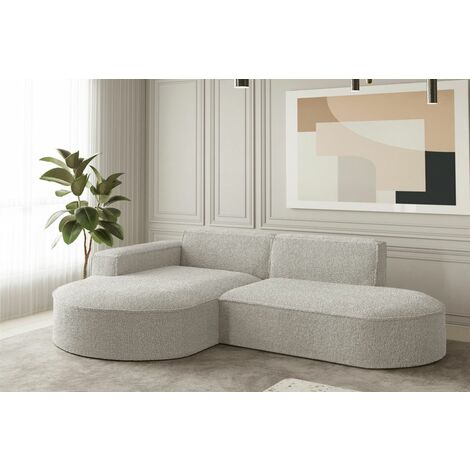 Ecksofa Designersofa PALMA XS in Stoff Ascot Pearl Ottomane Links