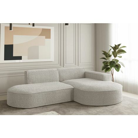 Ecksofa Designersofa PALMA XS in Stoff Ascot Pearl Ottomane Rechts