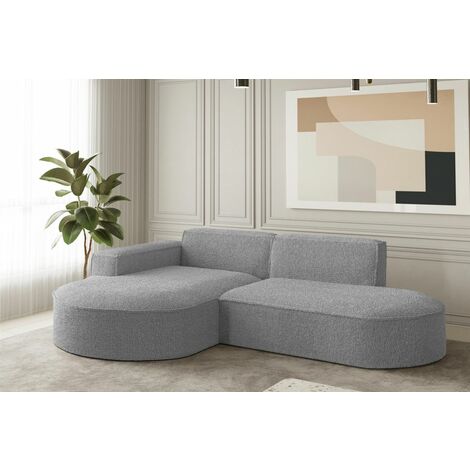 Ecksofa Designersofa PALMA XS in Stoff Ascot Taupe Ottomane Links