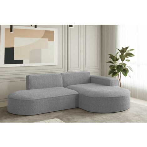 Ecksofa Designersofa PALMA XS in Stoff Ascot Taupe Ottomane Rechts