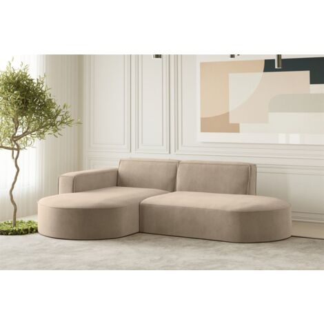 Ecksofa Designersofa PALMA XS in Stoff Noel Beige Ottomane Links