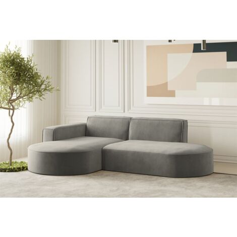 Ecksofa Designersofa PALMA XS in Stoff Noel Grau Ottomane Links