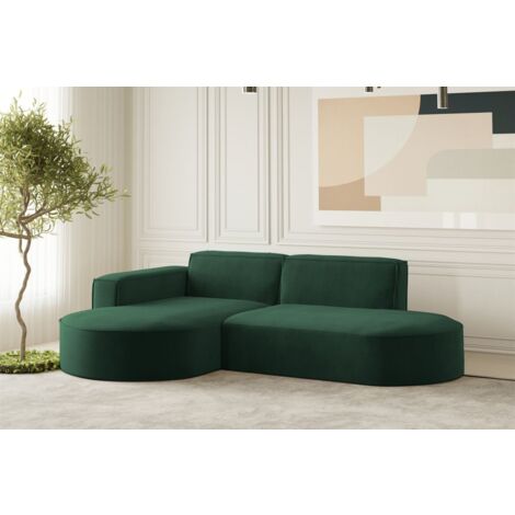 Ecksofa Designersofa PALMA XS in Stoff Noel Grün Ottomane Links