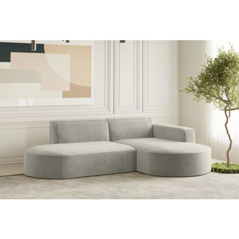 Ecksofa Designersofa PALMA XS in Stoff Noel Hellgrau Ottomane Rechts