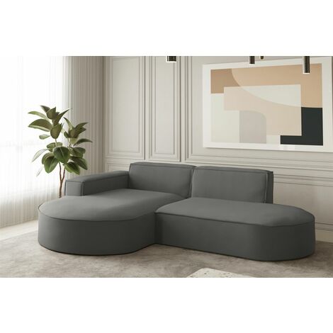 Ecksofa Designersofa PALMA XS in Stoff Opera Velvet Steel Ottomane Links
