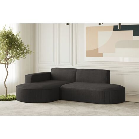 Ecksofa Designersofa PALMA XS in Stoff Scala Anthrazit Ottomane Links