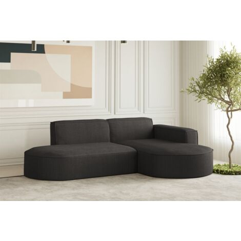 Ecksofa Designersofa PALMA XS in Stoff Scala Anthrazit Ottomane Rechts