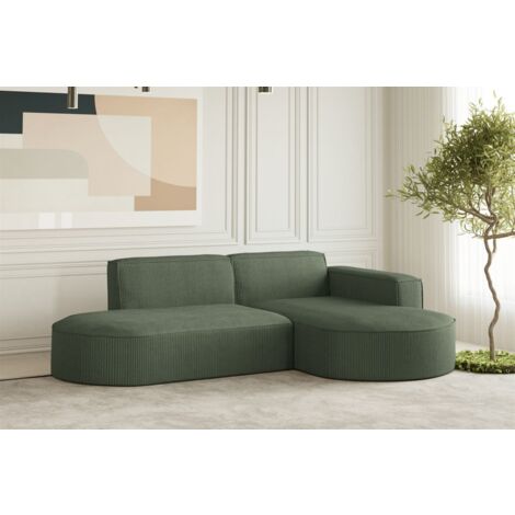 Ecksofa Designersofa PALMA XS in Stoff Scala Forest Ottomane Rechts