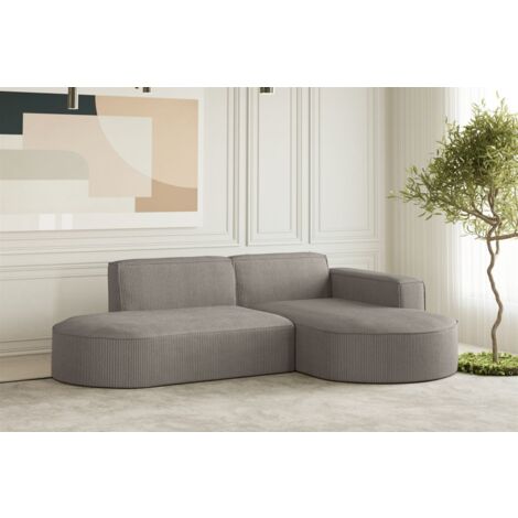 Ecksofa Designersofa PALMA XS in Stoff Scala Grau Ottomane Rechts