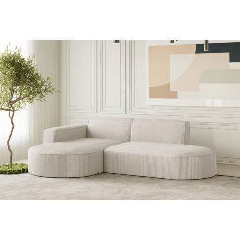 Ecksofa Designersofa PALMA XS in Stoff Scala Sand Ottomane Links