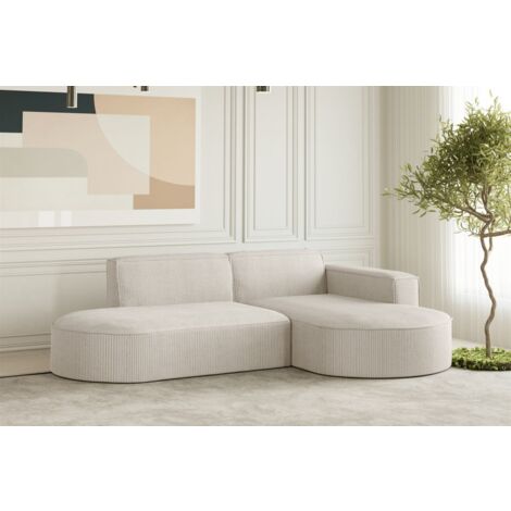Ecksofa Designersofa PALMA XS in Stoff Scala Sand Ottomane Rechts