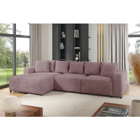 Ecksofa Designersofa Sofa MEGAN in Stoff Poso Altrosa Ottomane Links