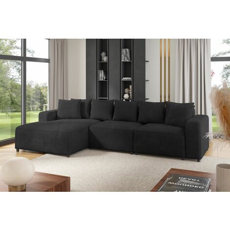 Ecksofa Designersofa Sofa MEGAN in Stoff Poso Anthrazit Ottomane Links