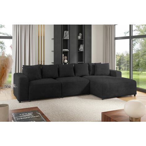 Ecksofa Designersofa Sofa MEGAN in Stoff Poso Anthrazit Ottomane Rechts