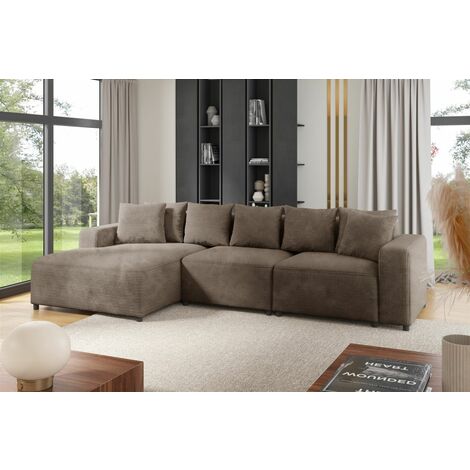 Ecksofa Designersofa Sofa MEGAN in Stoff Poso Cappuccino Ottomane Links