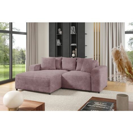 Ecksofa Designersofa Sofa MEGAN XS in Stoff Poso Altrosa Ottomane Links