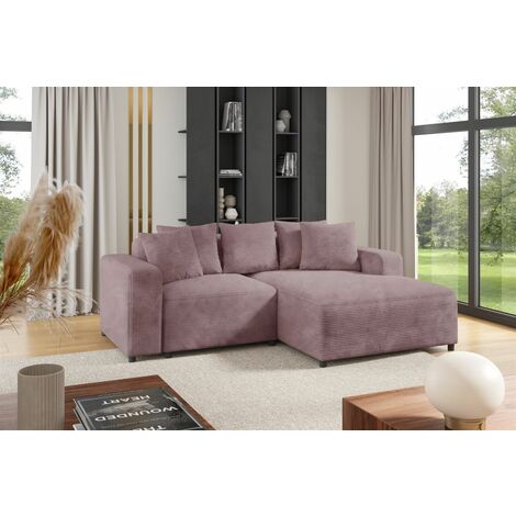 Ecksofa Designersofa Sofa MEGAN XS in Stoff Poso Altrosa Ottomane Rechts