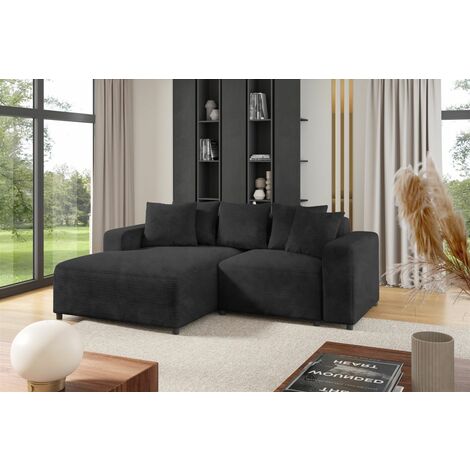 Ecksofa Designersofa Sofa MEGAN XS in Stoff Poso Anthrazit Ottomane Links