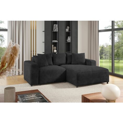 Ecksofa Designersofa Sofa MEGAN XS in Stoff Poso Anthrazit Ottomane Rechts