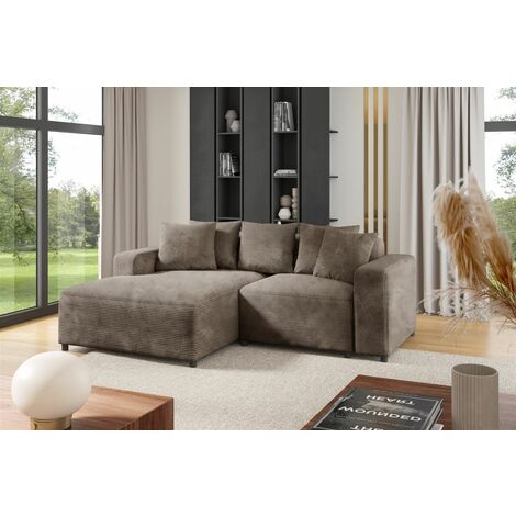 Ecksofa Designersofa Sofa MEGAN XS in Stoff Poso Cappuccino Ottomane Links