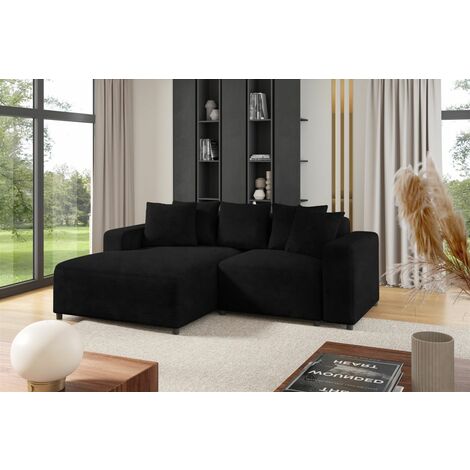 Ecksofa Designersofa Sofa MEGAN XS in Stoff Poso Schwarz Ottomane Links