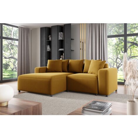 Ecksofa Designersofa Sofa MEGAN XS in Stoff Salvador Honiggelb Ottomane Links