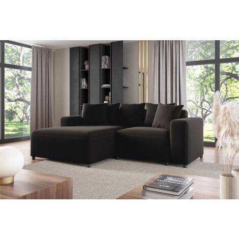 Ecksofa Designersofa Sofa MEGAN XS in Stoff Salvador Schwarz Ottomane Links