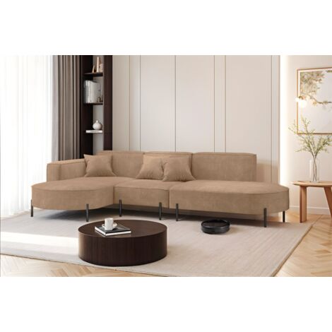 Ecksofa Designersofa VALENCIA in Stoff Noel Braun Ottomane Links
