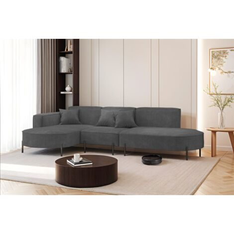 Ecksofa Designersofa VALENCIA in Stoff Noel Grafit Ottomane Links