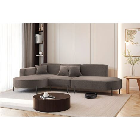 Ecksofa Designersofa VALENCIA in Stoff Quelle Braun Ottomane Links
